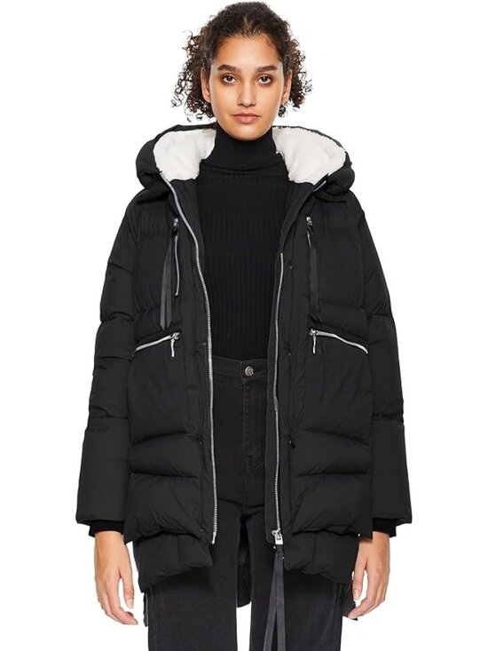 Orolay Jackets & Blazers - Orolay Women's Black Hooded Down Jacket With Fleece Lining Size Large 318